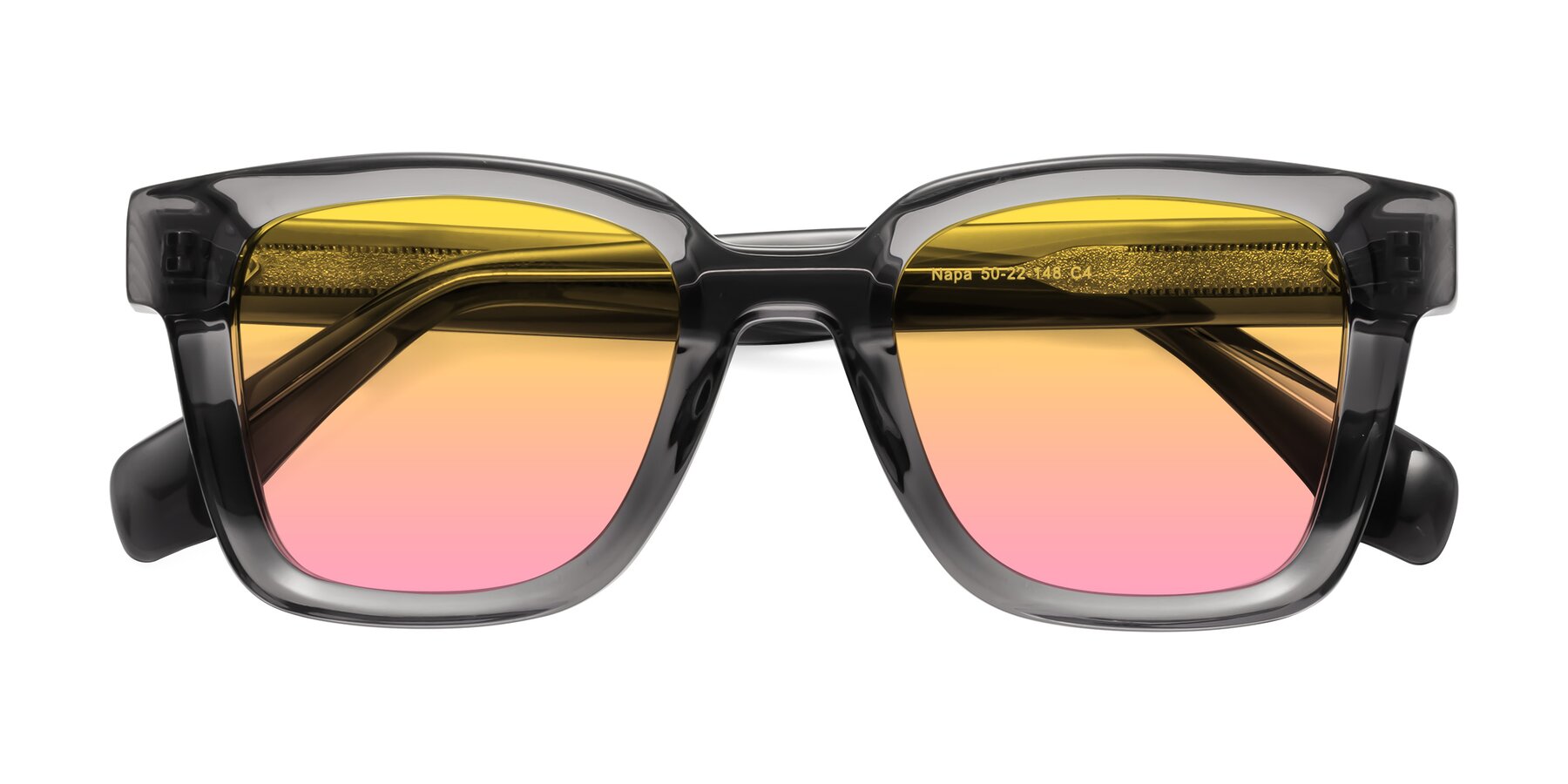 Folded Front of Napa in Translucent Gray with Yellow / Pink Gradient Lenses