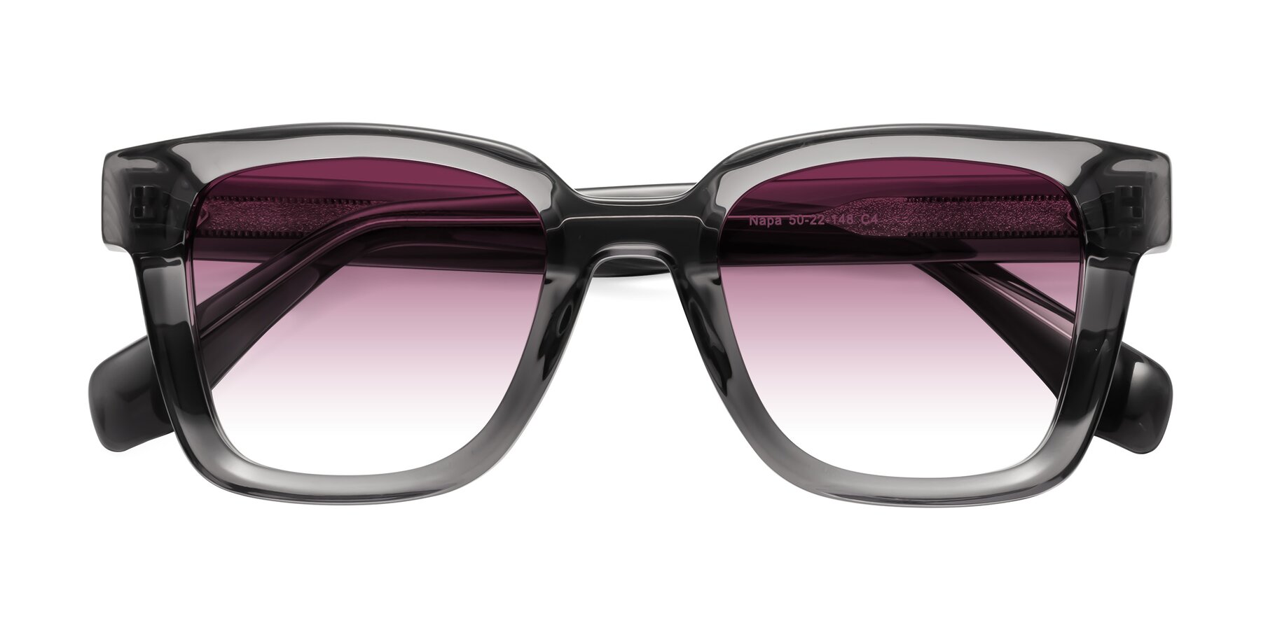 Folded Front of Napa in Translucent Gray with Wine Gradient Lenses