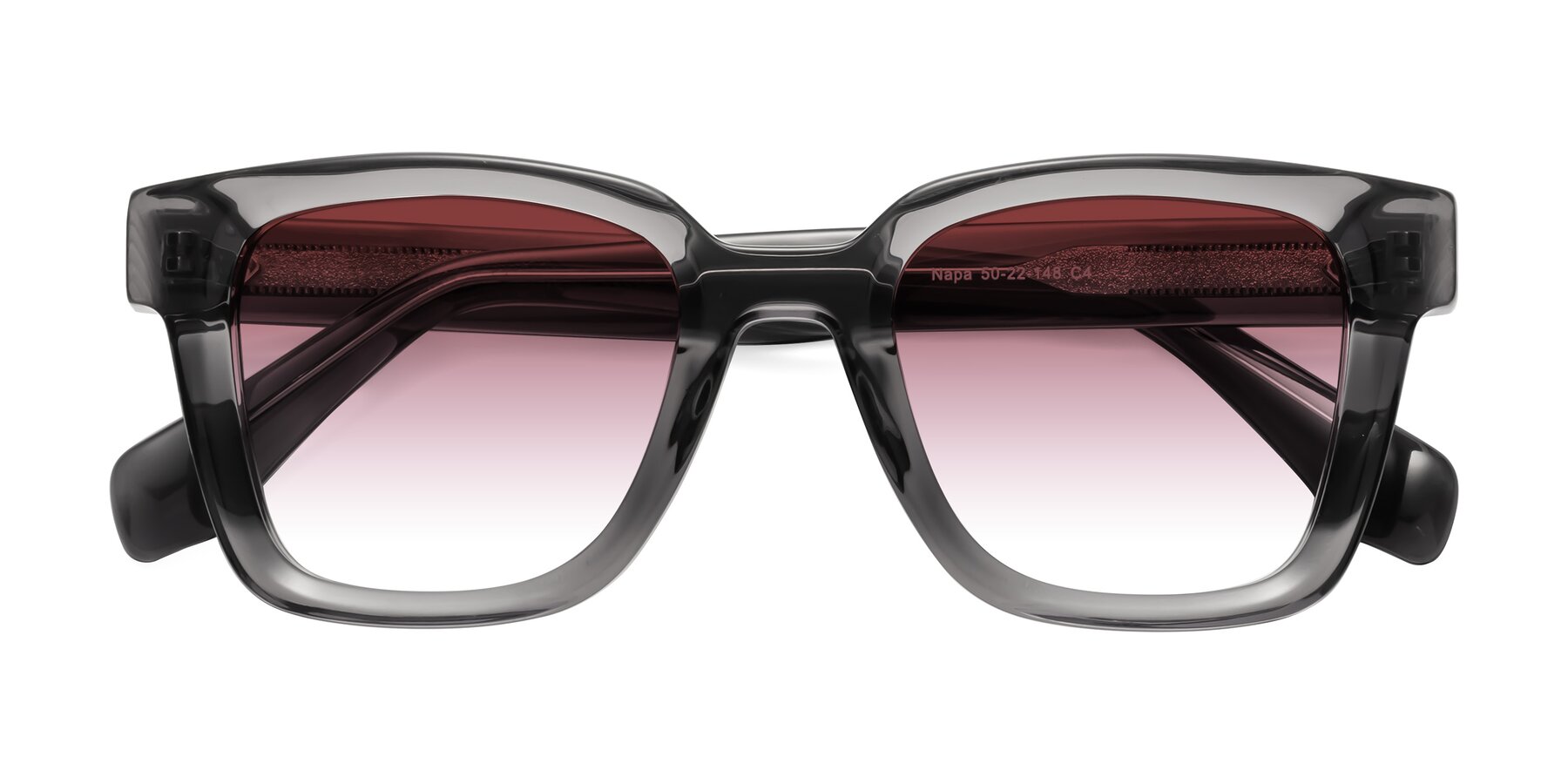 Folded Front of Napa in Translucent Gray with Garnet Gradient Lenses