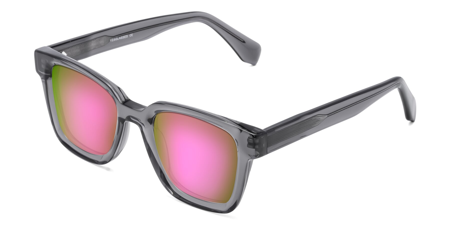 Angle of Napa in Translucent Gray with Pink Mirrored Lenses