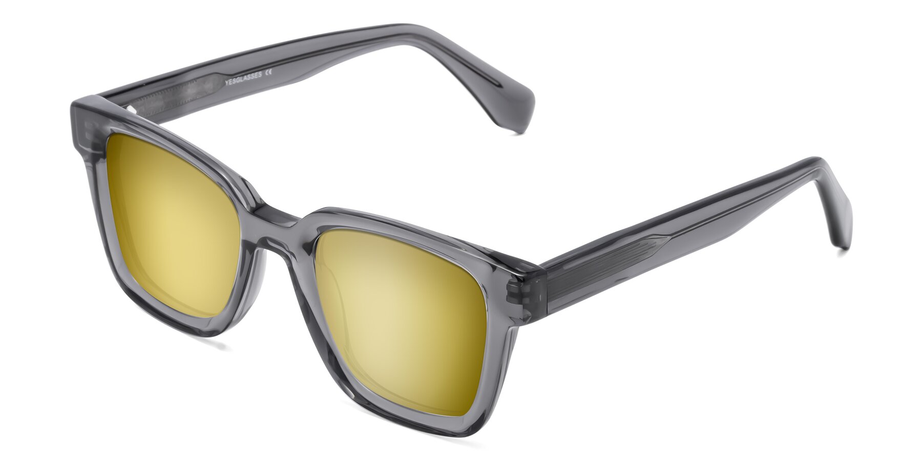 Angle of Napa in Translucent Gray with Gold Mirrored Lenses