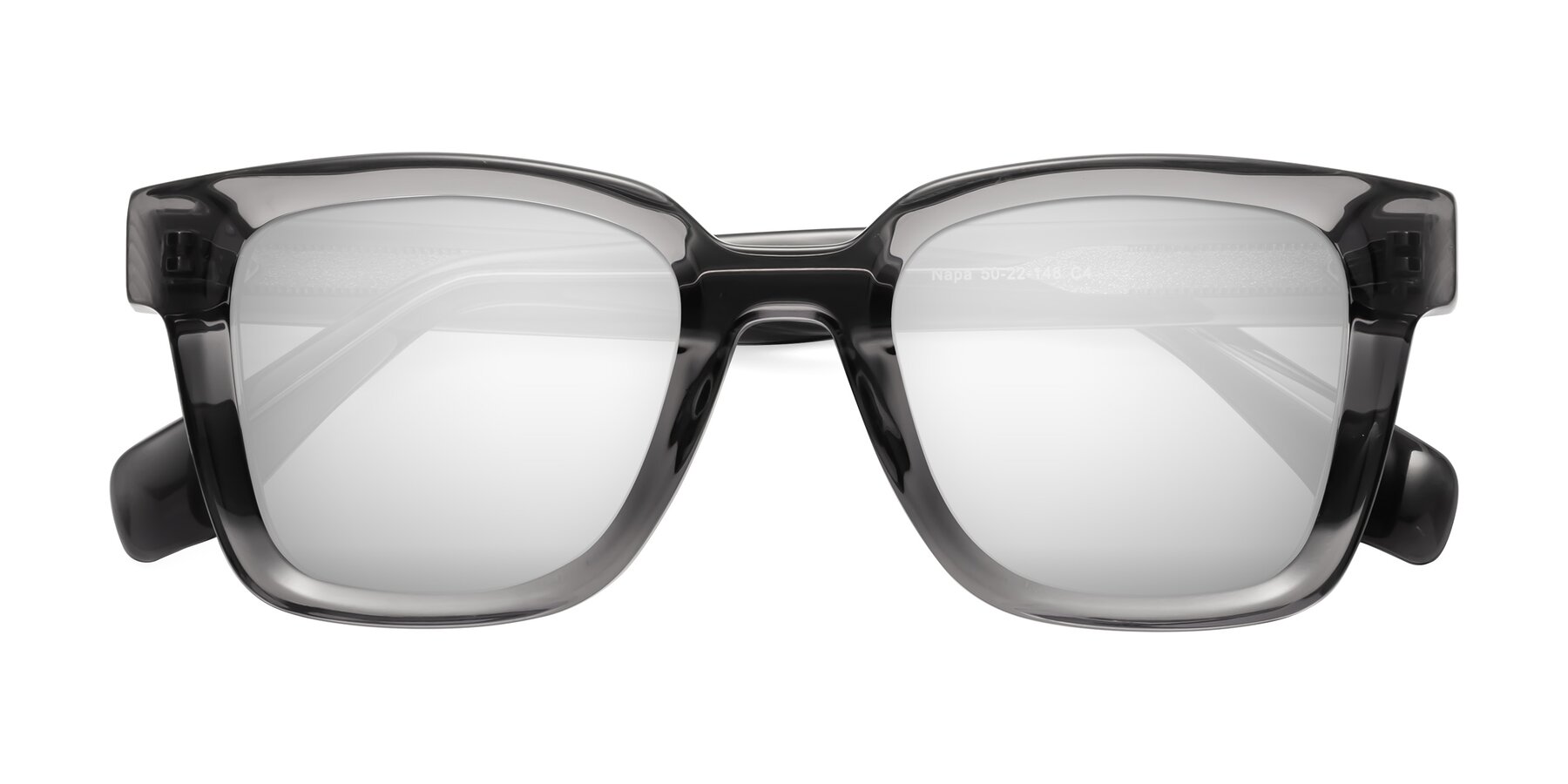 Folded Front of Napa in Translucent Gray with Silver Mirrored Lenses