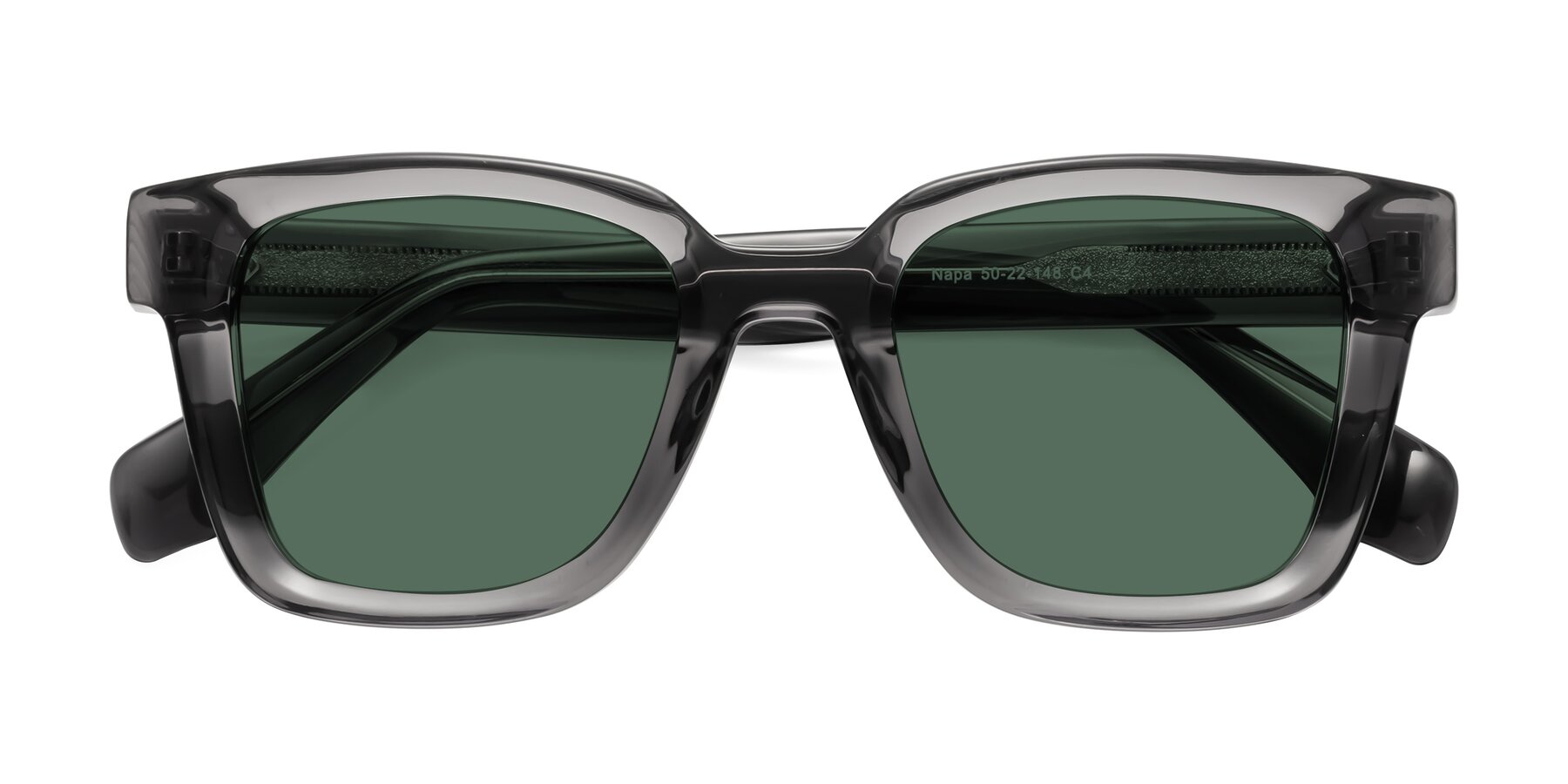Folded Front of Napa in Translucent Gray with Green Polarized Lenses