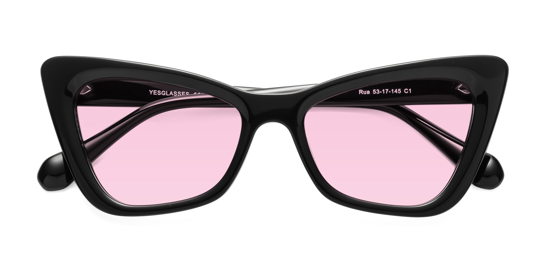 Folded Front of Rua in Black with Light Pink Tinted Lenses