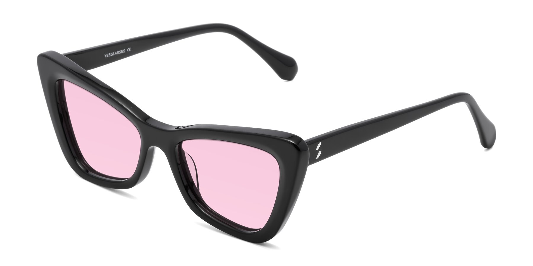 Angle of Rua in Black with Light Pink Tinted Lenses