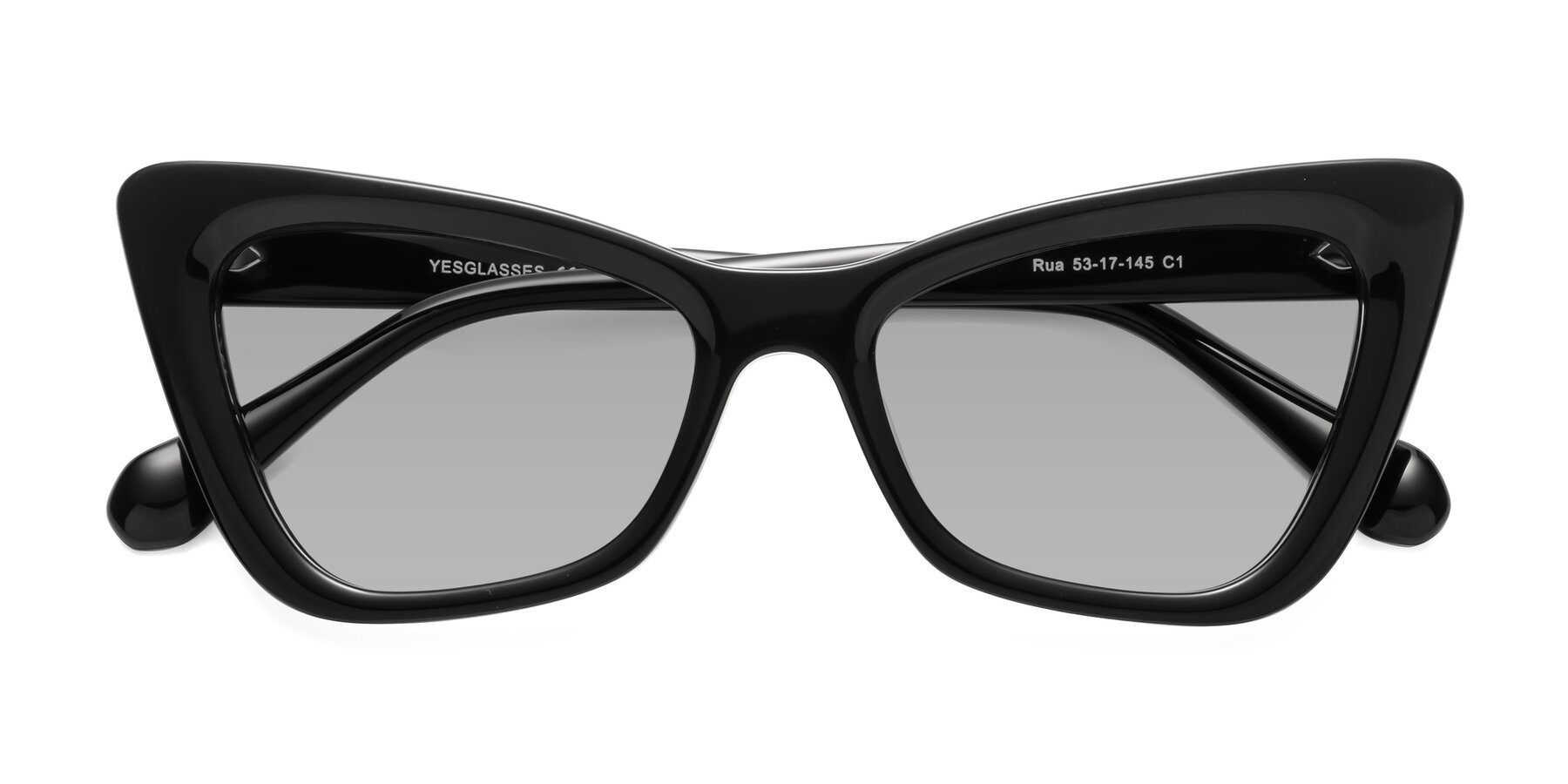 Folded Front of Rua in Black with Light Gray Tinted Lenses