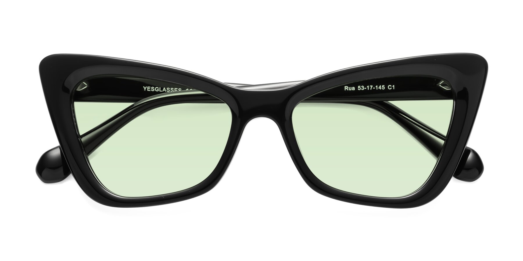 Folded Front of Rua in Black with Light Green Tinted Lenses