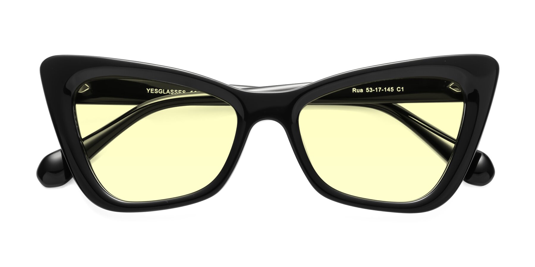 Folded Front of Rua in Black with Light Yellow Tinted Lenses