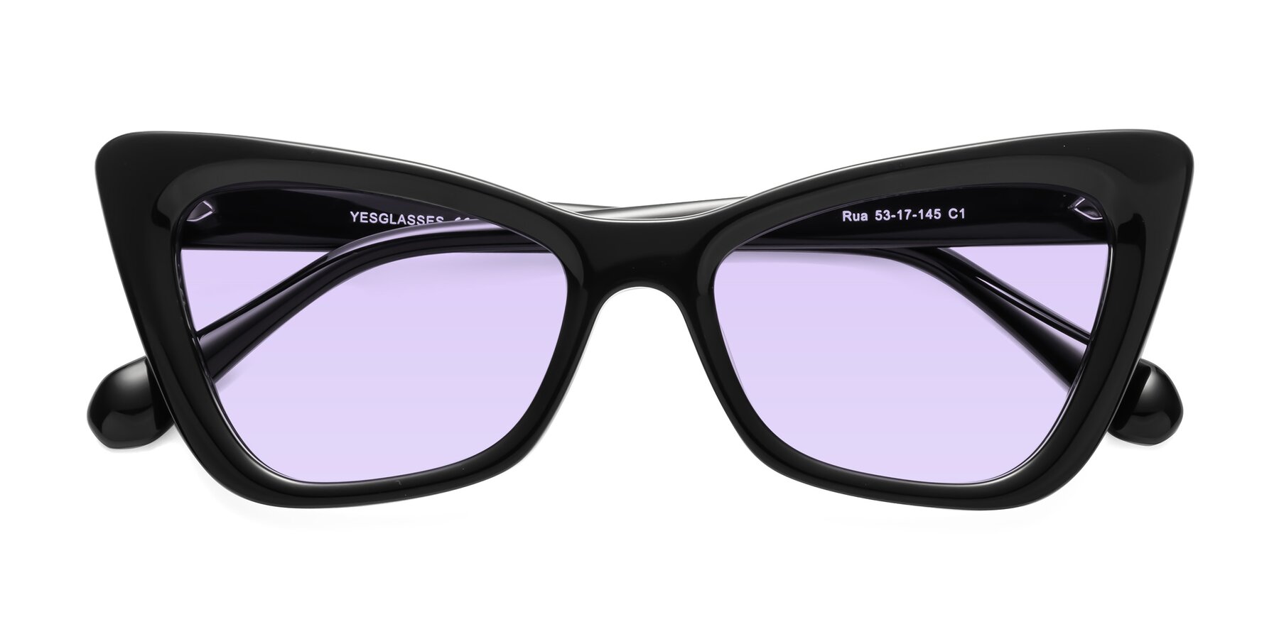Folded Front of Rua in Black with Light Purple Tinted Lenses