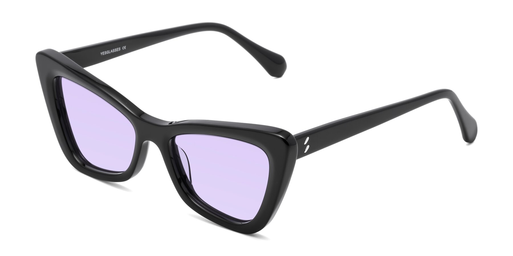 Angle of Rua in Black with Light Purple Tinted Lenses