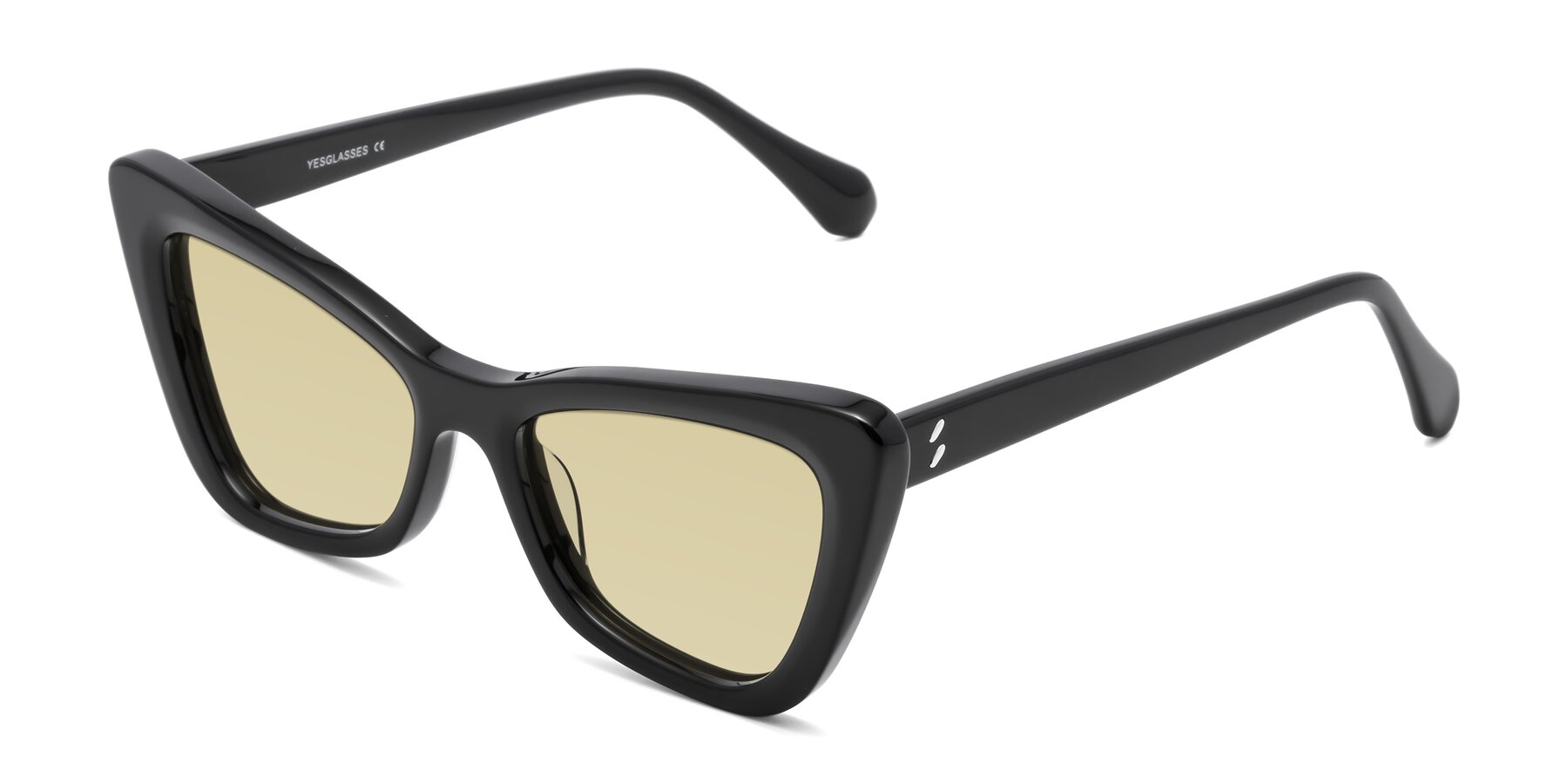 Angle of Rua in Black with Light Champagne Tinted Lenses