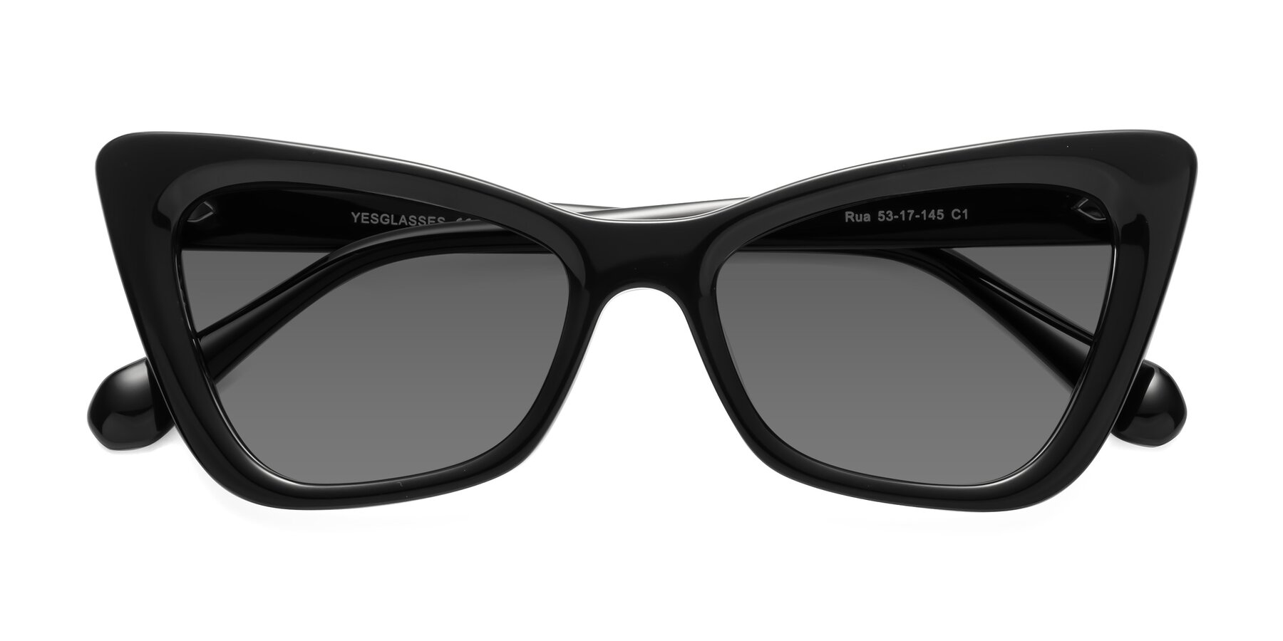 Folded Front of Rua in Black with Medium Gray Tinted Lenses