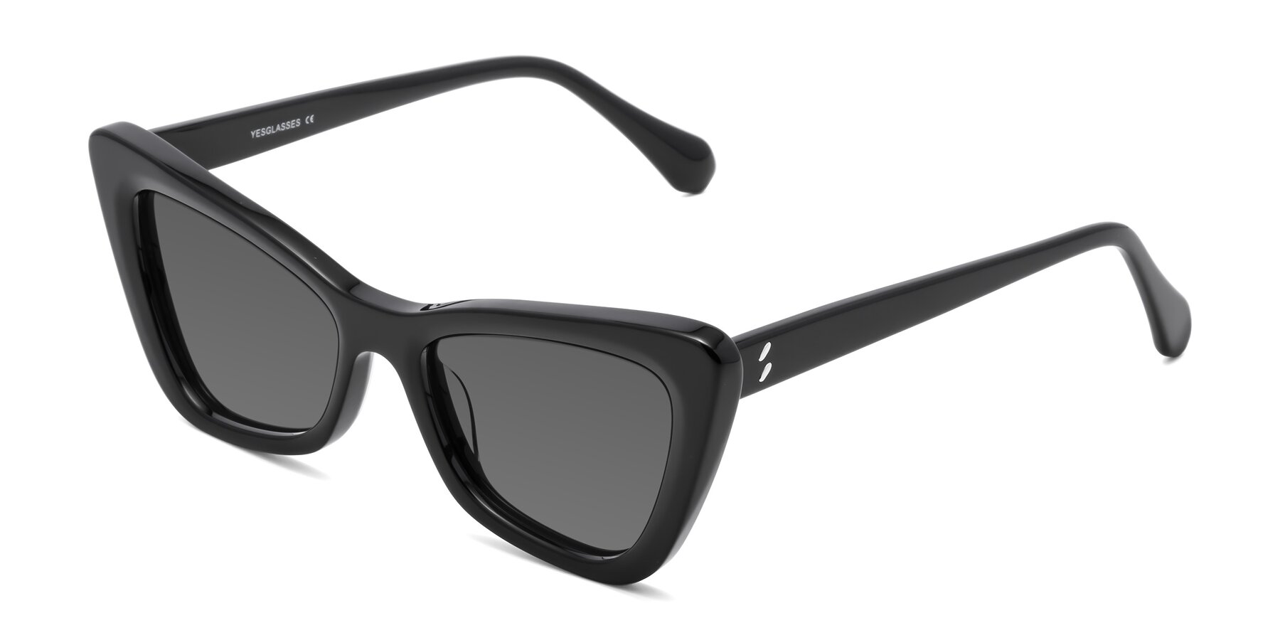 Angle of Rua in Black with Medium Gray Tinted Lenses