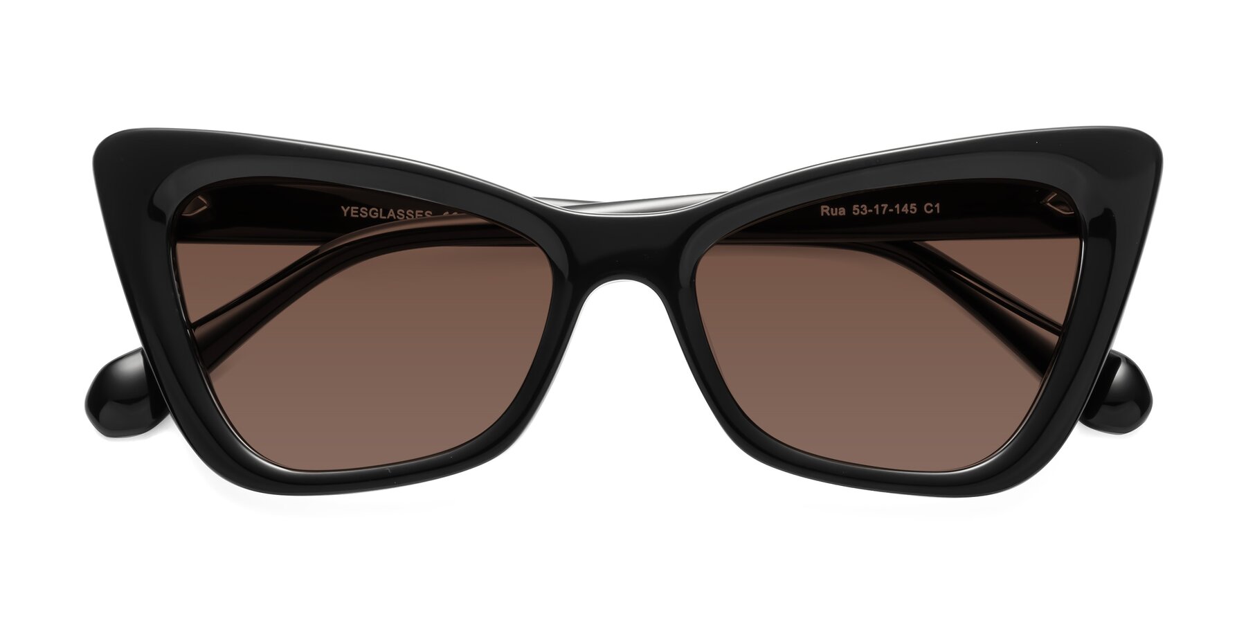 Folded Front of Rua in Black with Brown Tinted Lenses