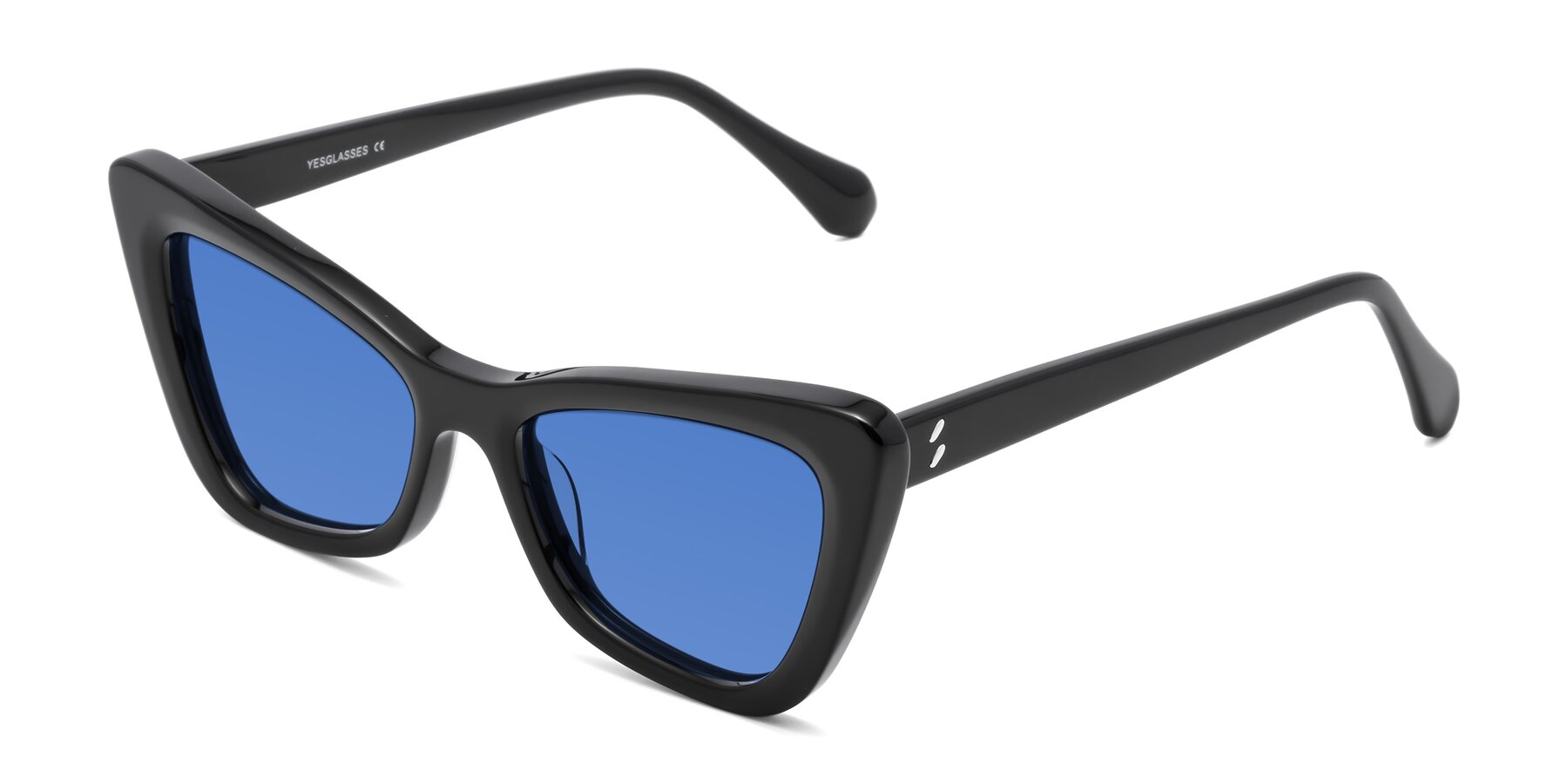 Angle of Rua in Black with Blue Tinted Lenses