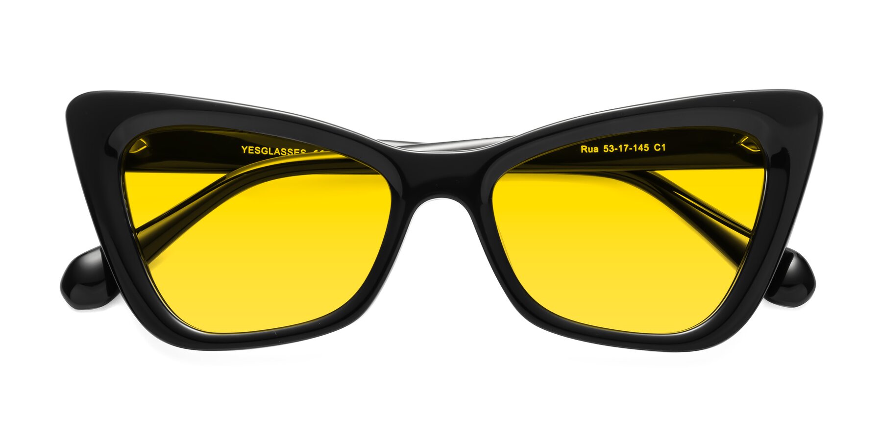 Folded Front of Rua in Black with Yellow Tinted Lenses