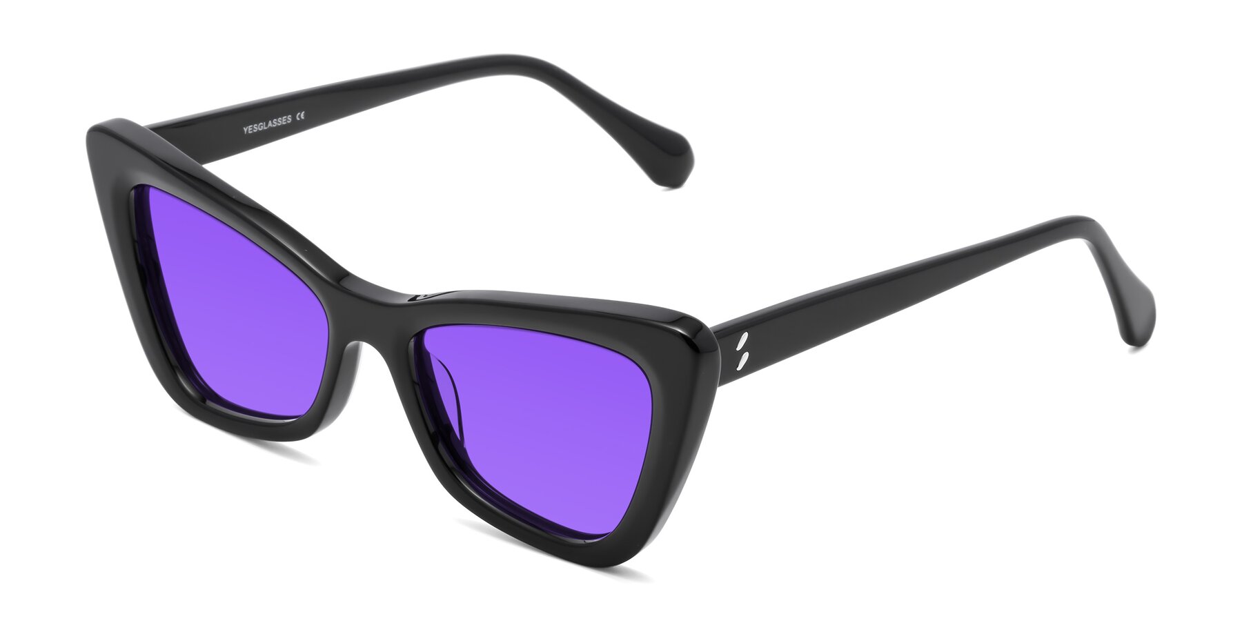 Angle of Rua in Black with Purple Tinted Lenses