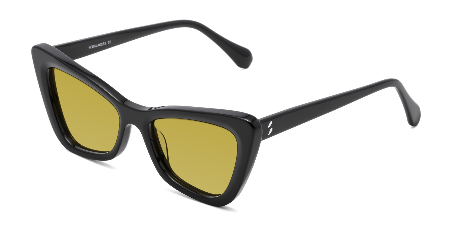 Angle of Rua in Black with Champagne Tinted Lenses