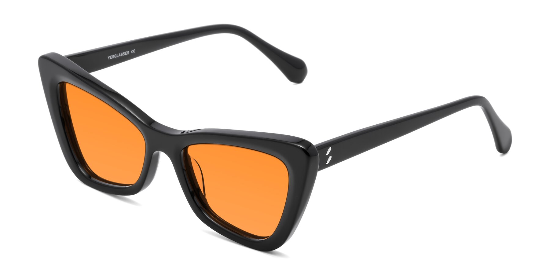 Angle of Rua in Black with Orange Tinted Lenses