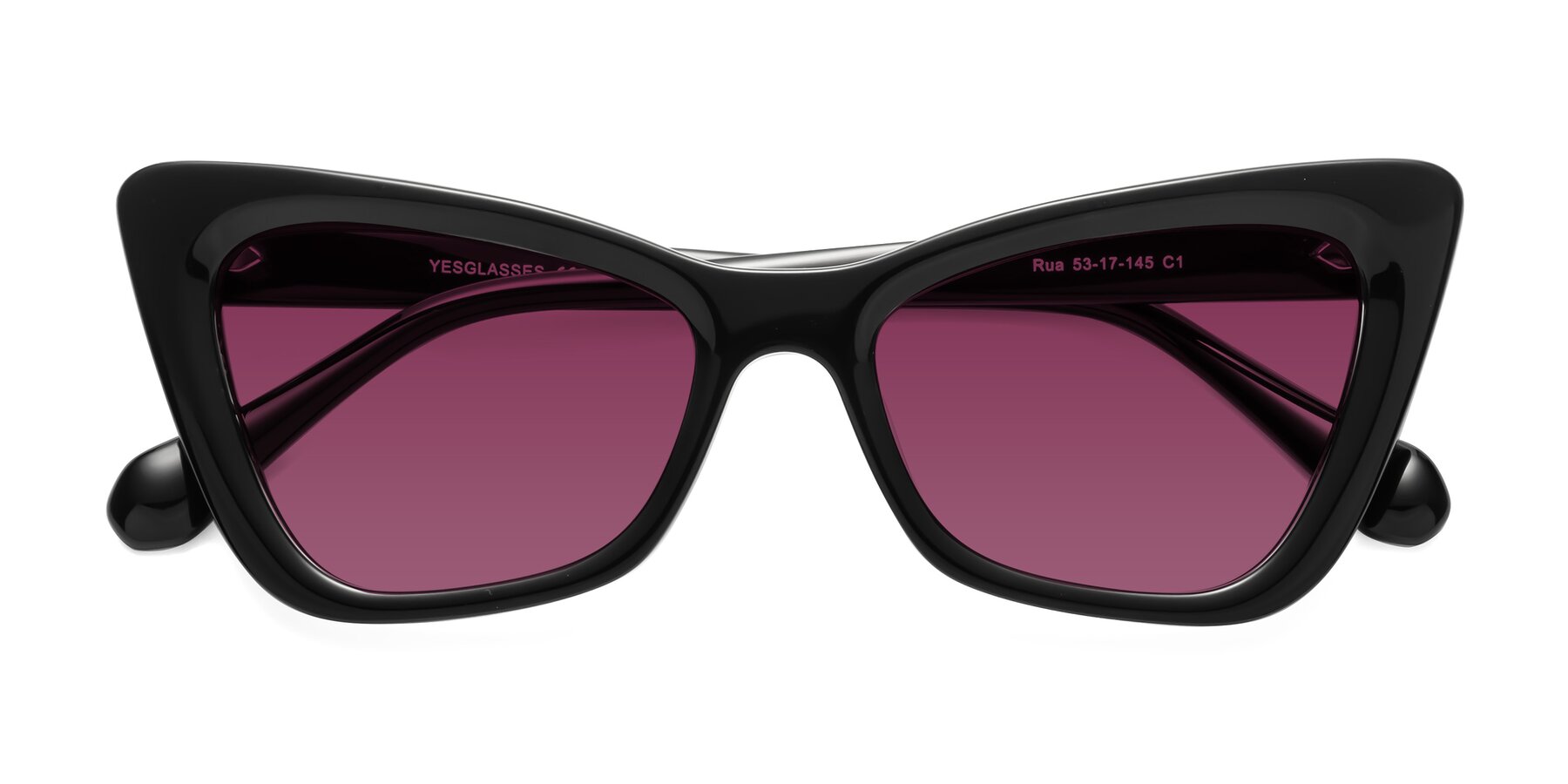 Folded Front of Rua in Black with Wine Tinted Lenses