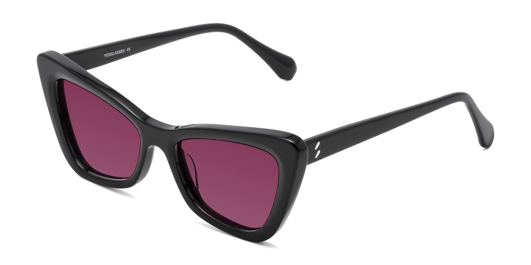 Angle of Rua in Black with Wine Tinted Lenses