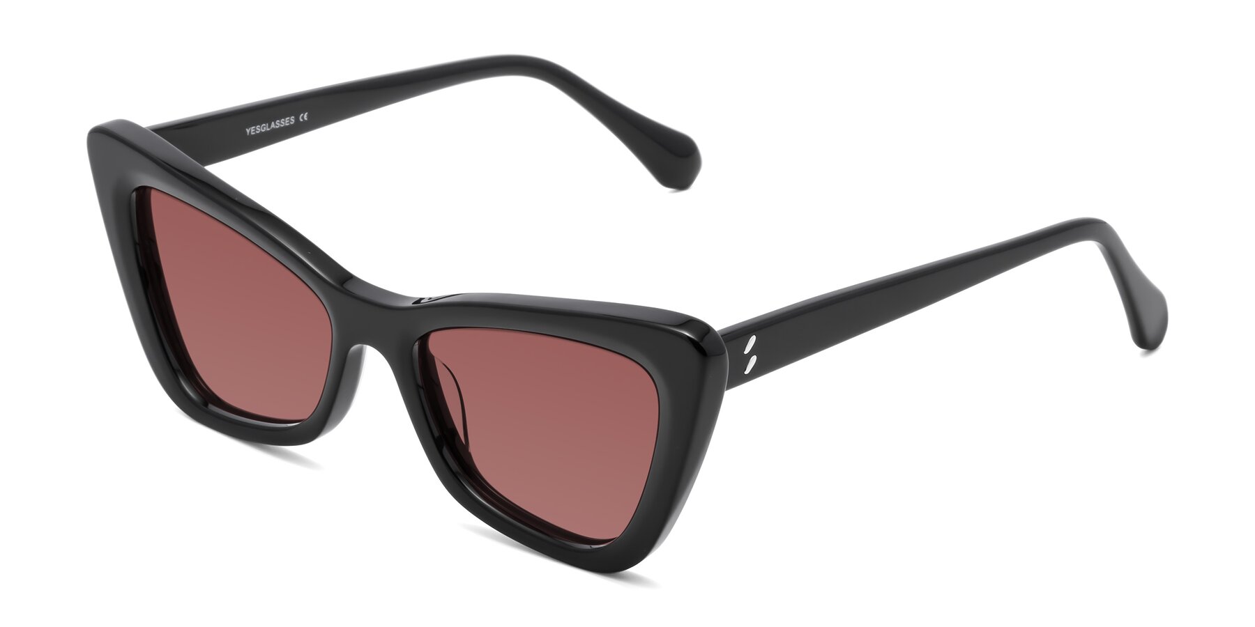 Angle of Rua in Black with Garnet Tinted Lenses