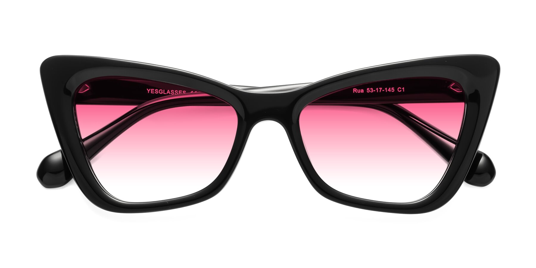 Folded Front of Rua in Black with Pink Gradient Lenses