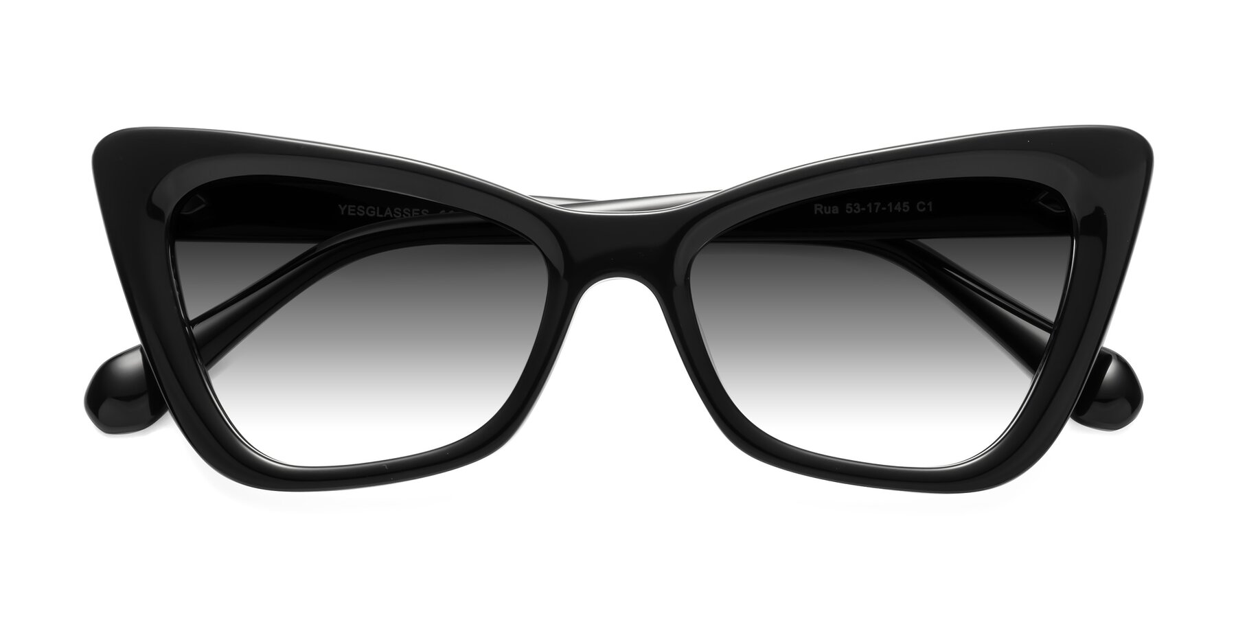 Folded Front of Rua in Black with Gray Gradient Lenses