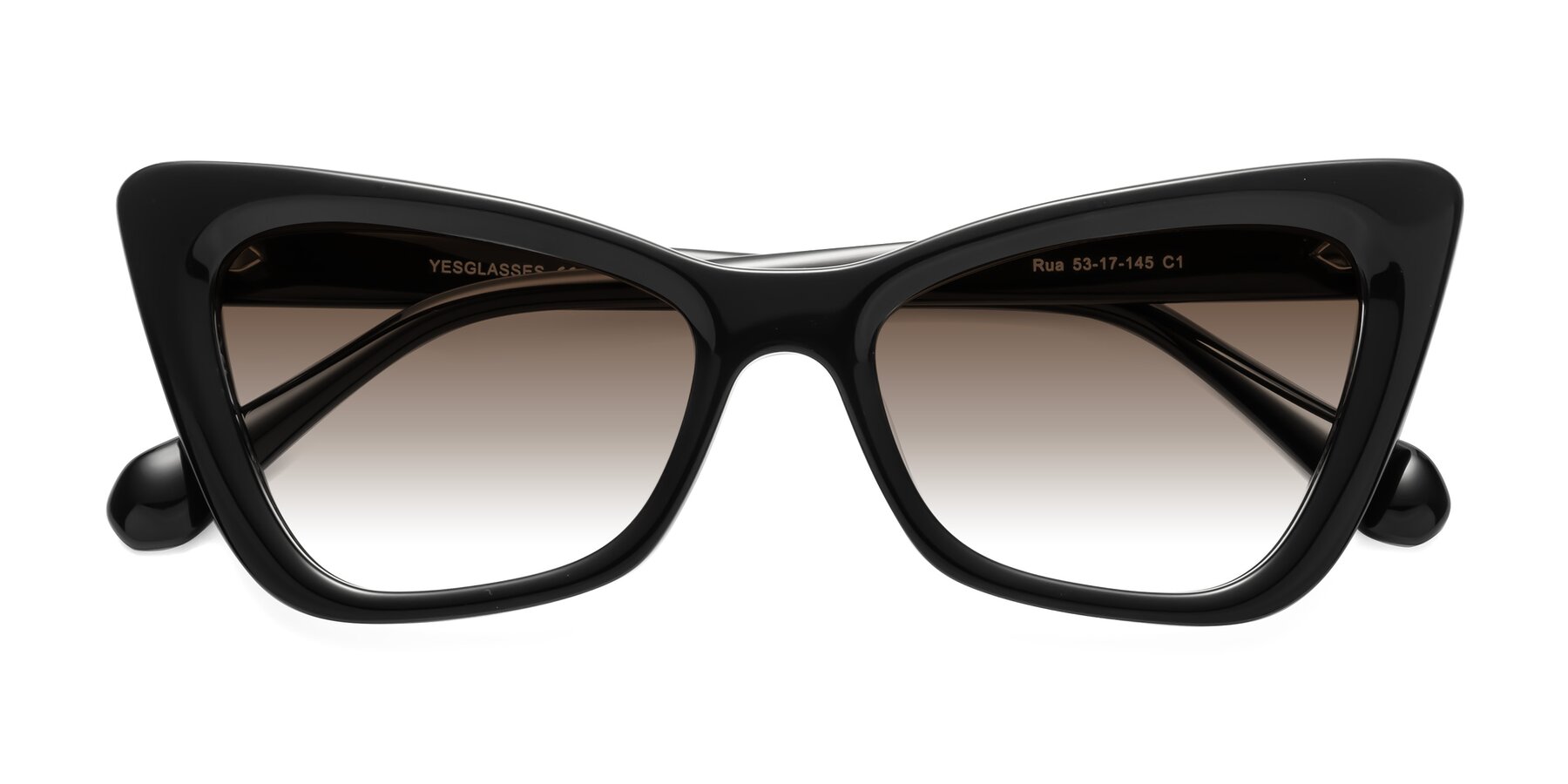 Folded Front of Rua in Black with Brown Gradient Lenses