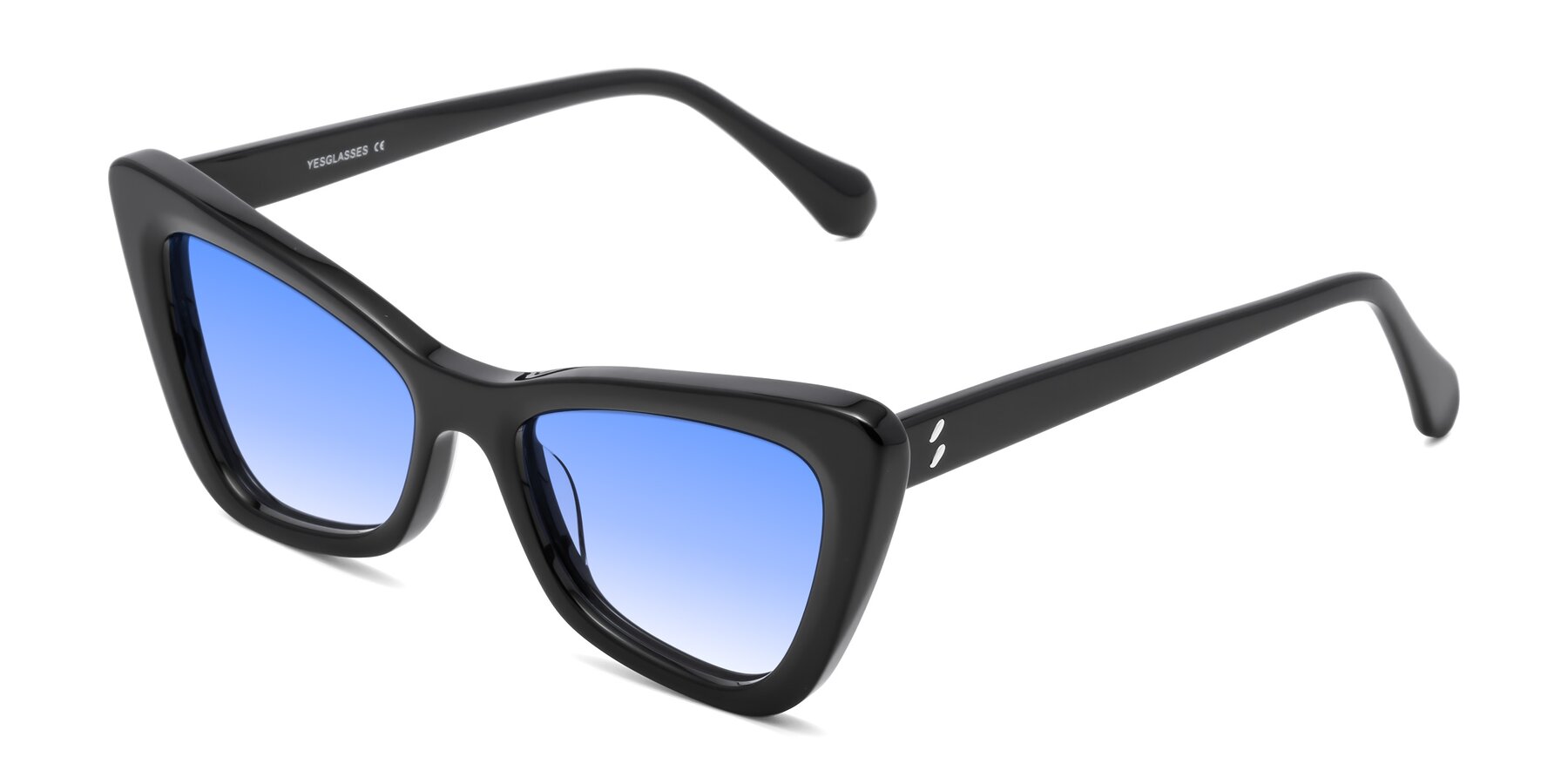 Angle of Rua in Black with Blue Gradient Lenses