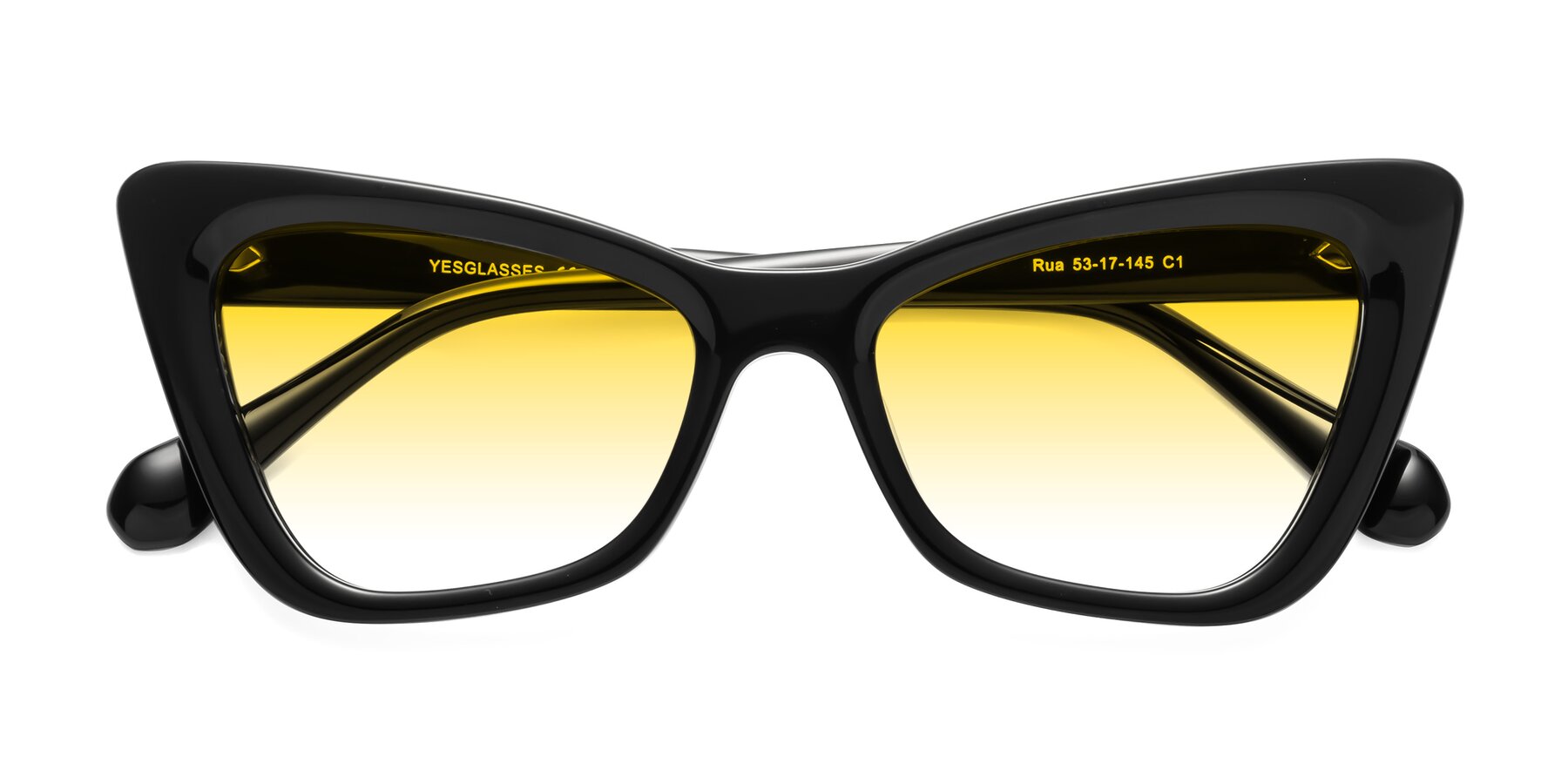 Folded Front of Rua in Black with Yellow Gradient Lenses