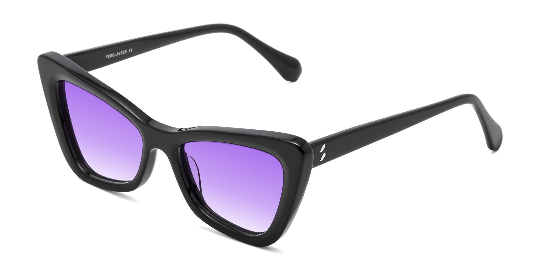 Angle of Rua in Black with Purple Gradient Lenses