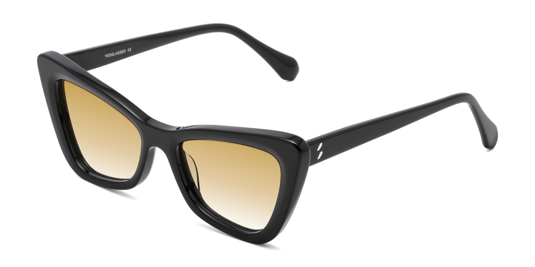 Angle of Rua in Black with Champagne Gradient Lenses