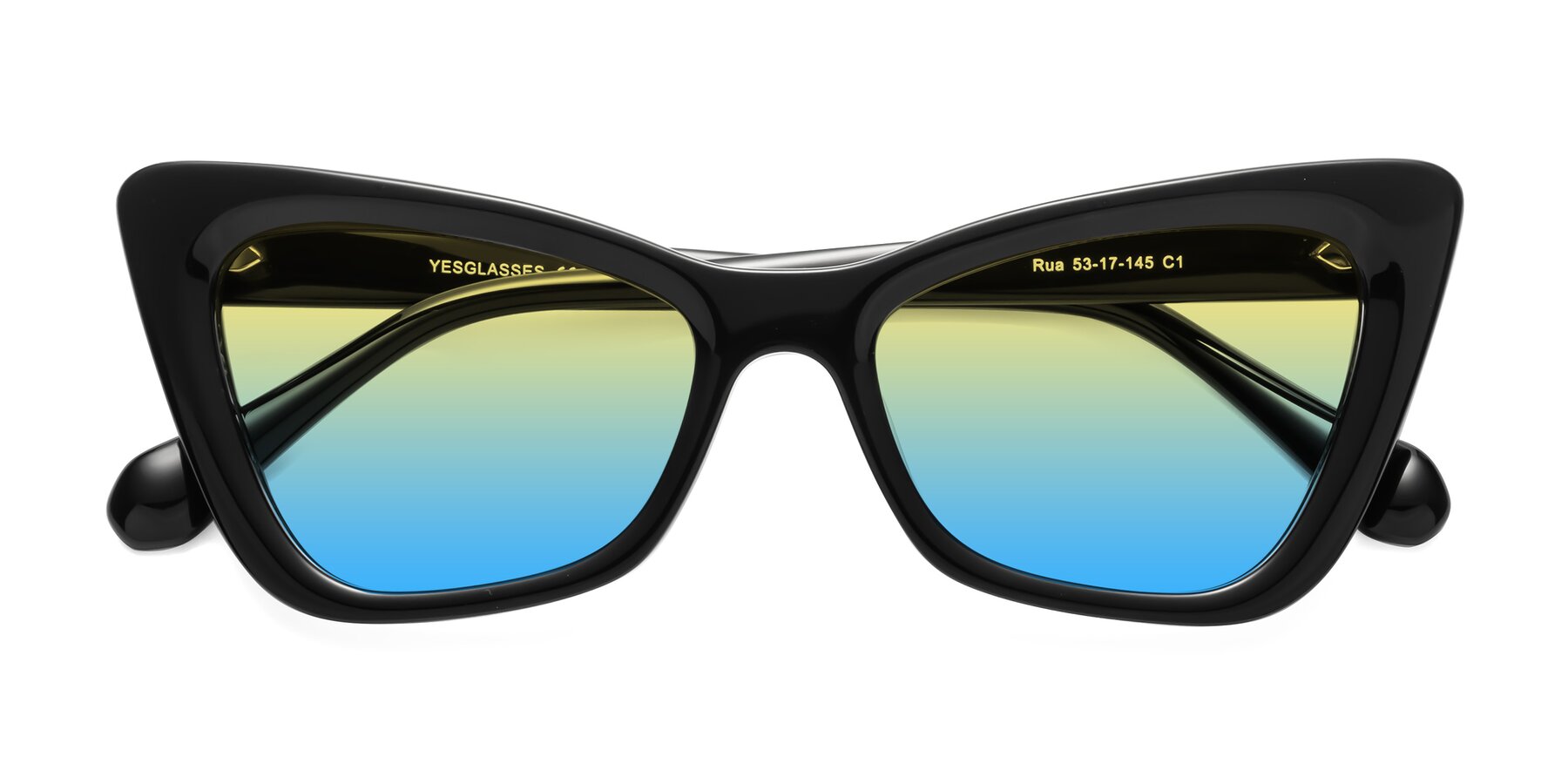Folded Front of Rua in Black with Yellow / Blue Gradient Lenses