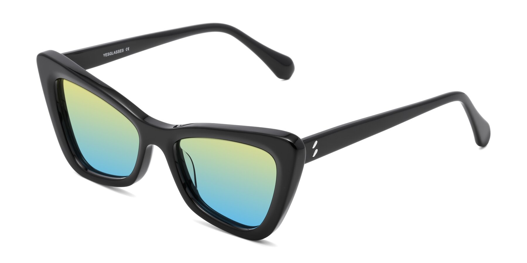 Angle of Rua in Black with Yellow / Blue Gradient Lenses