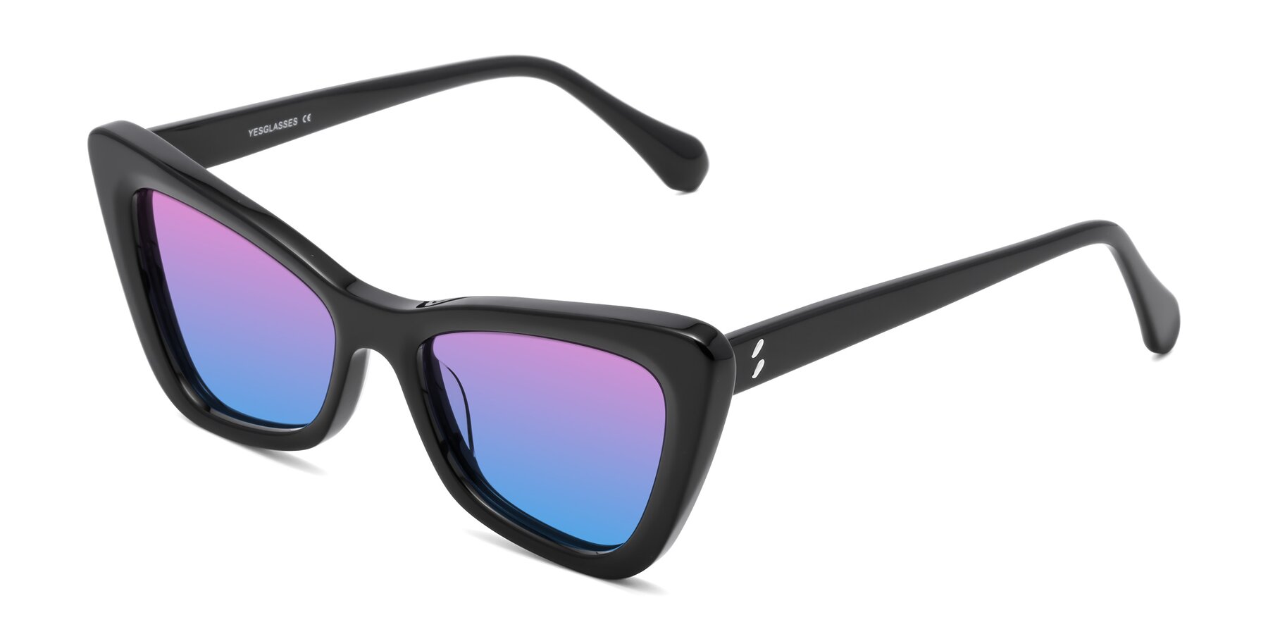 Angle of Rua in Black with Pink / Blue Gradient Lenses