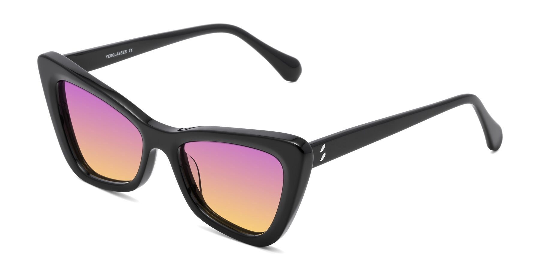 Angle of Rua in Black with Purple / Yellow Gradient Lenses