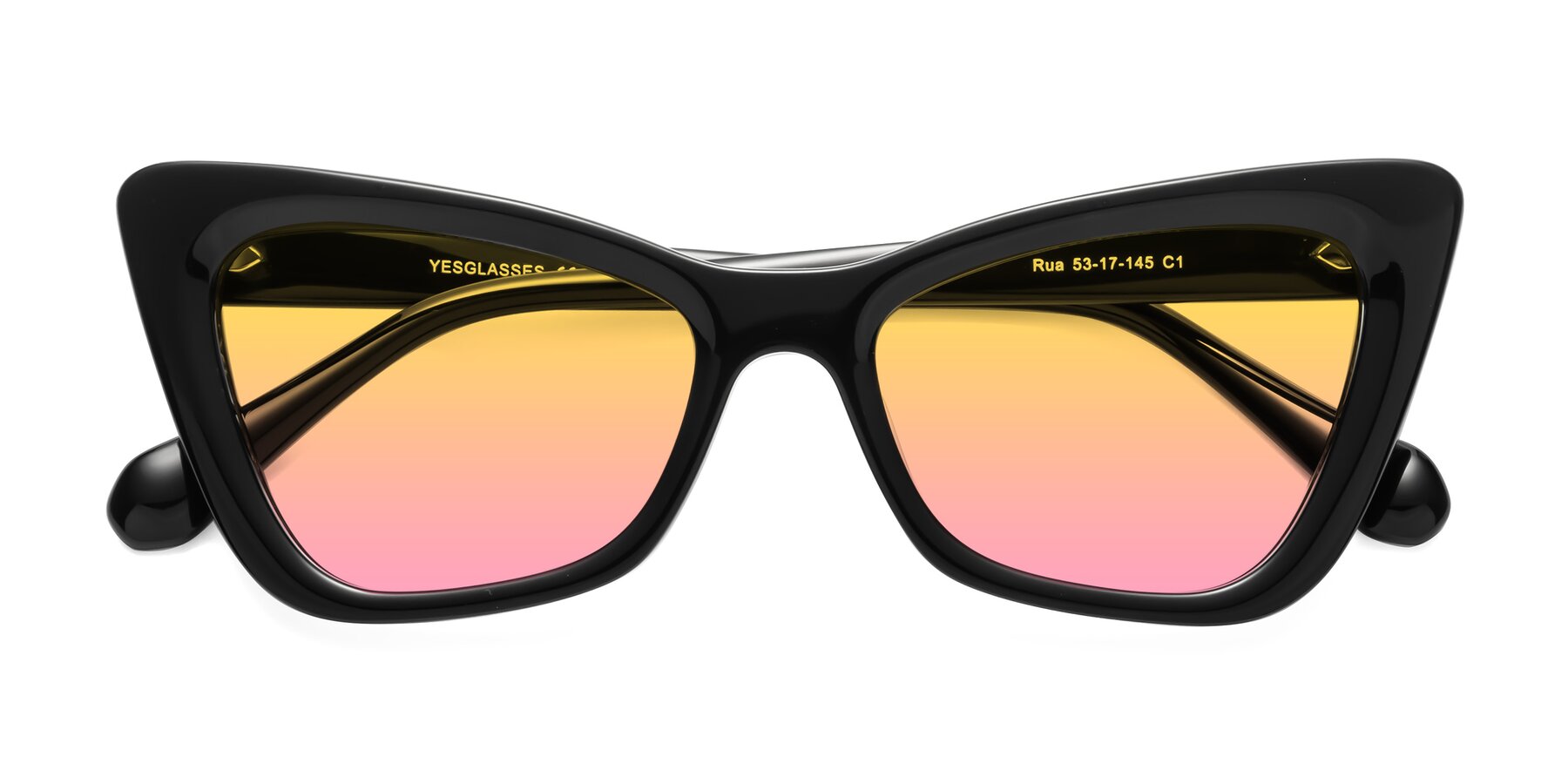 Folded Front of Rua in Black with Yellow / Pink Gradient Lenses