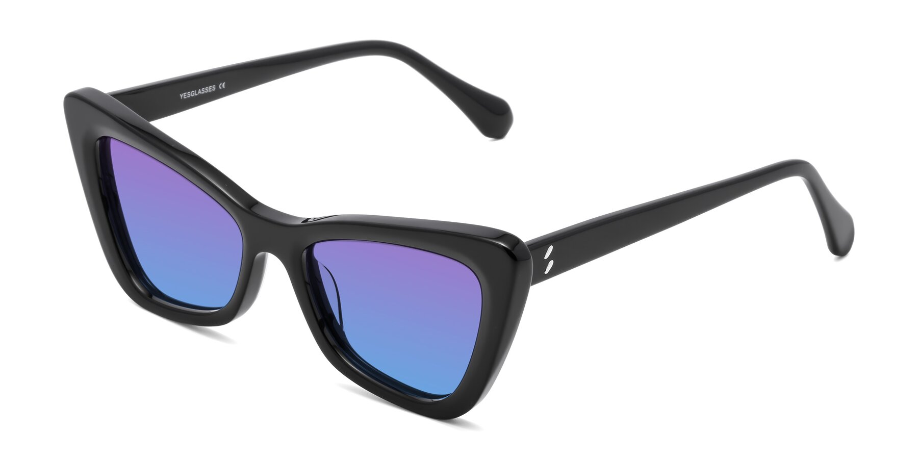Angle of Rua in Black with Purple / Blue Gradient Lenses