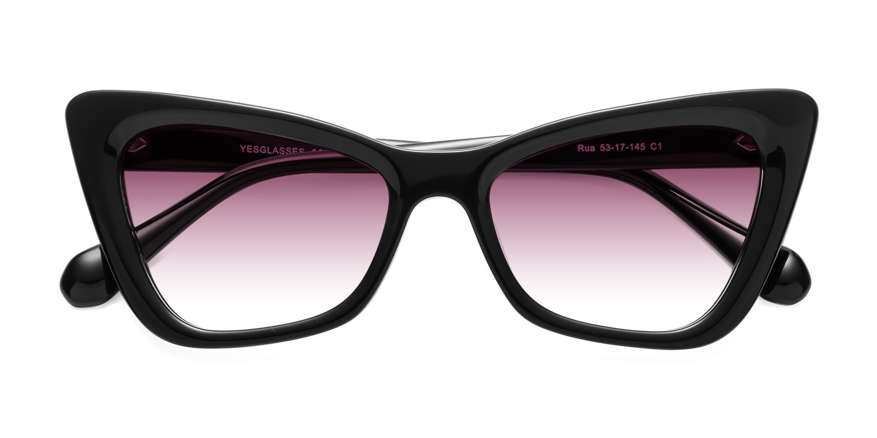 Folded Front of Rua in Black with Wine Gradient Lenses