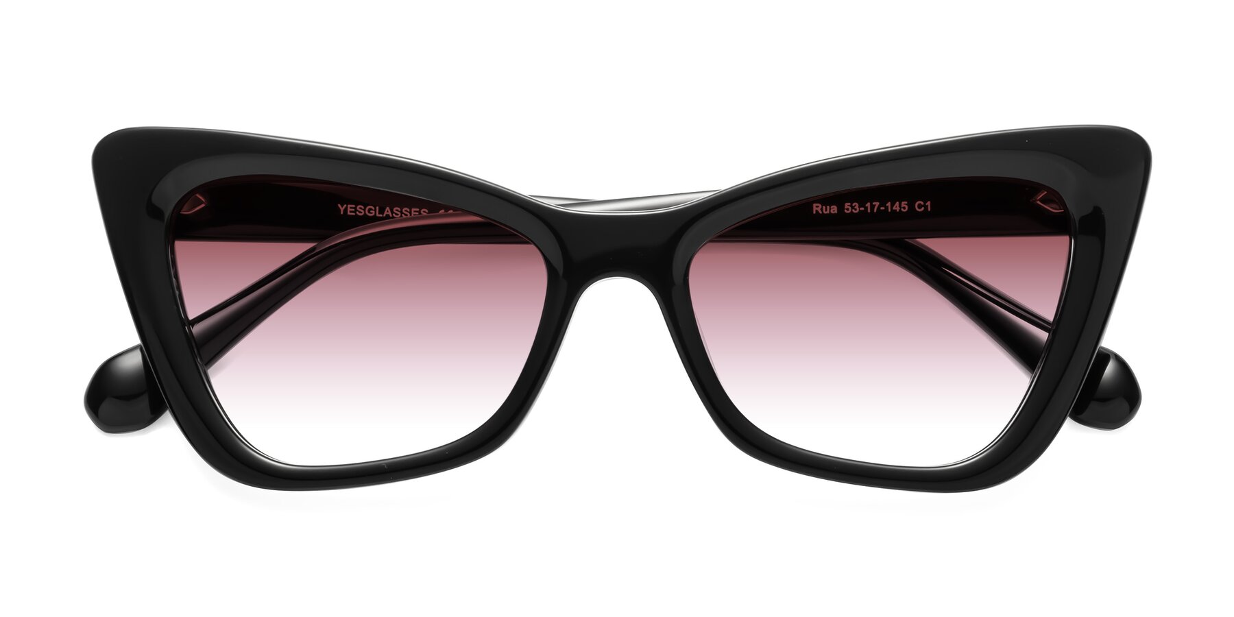 Folded Front of Rua in Black with Garnet Gradient Lenses