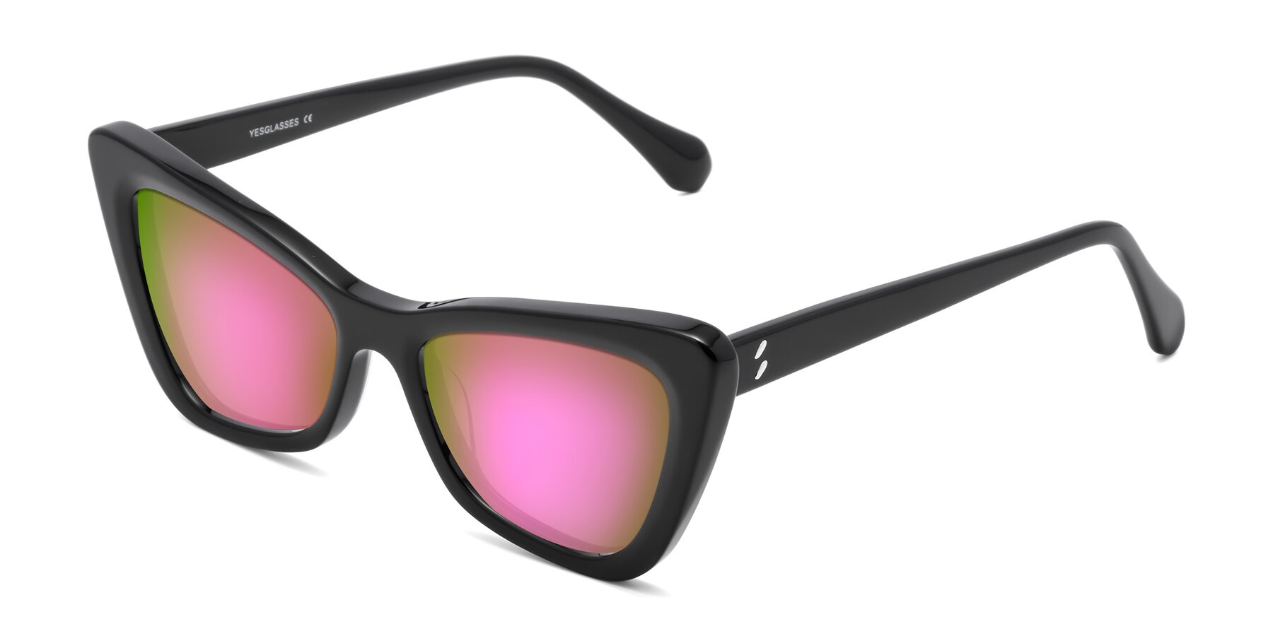Angle of Rua in Black with Pink Mirrored Lenses