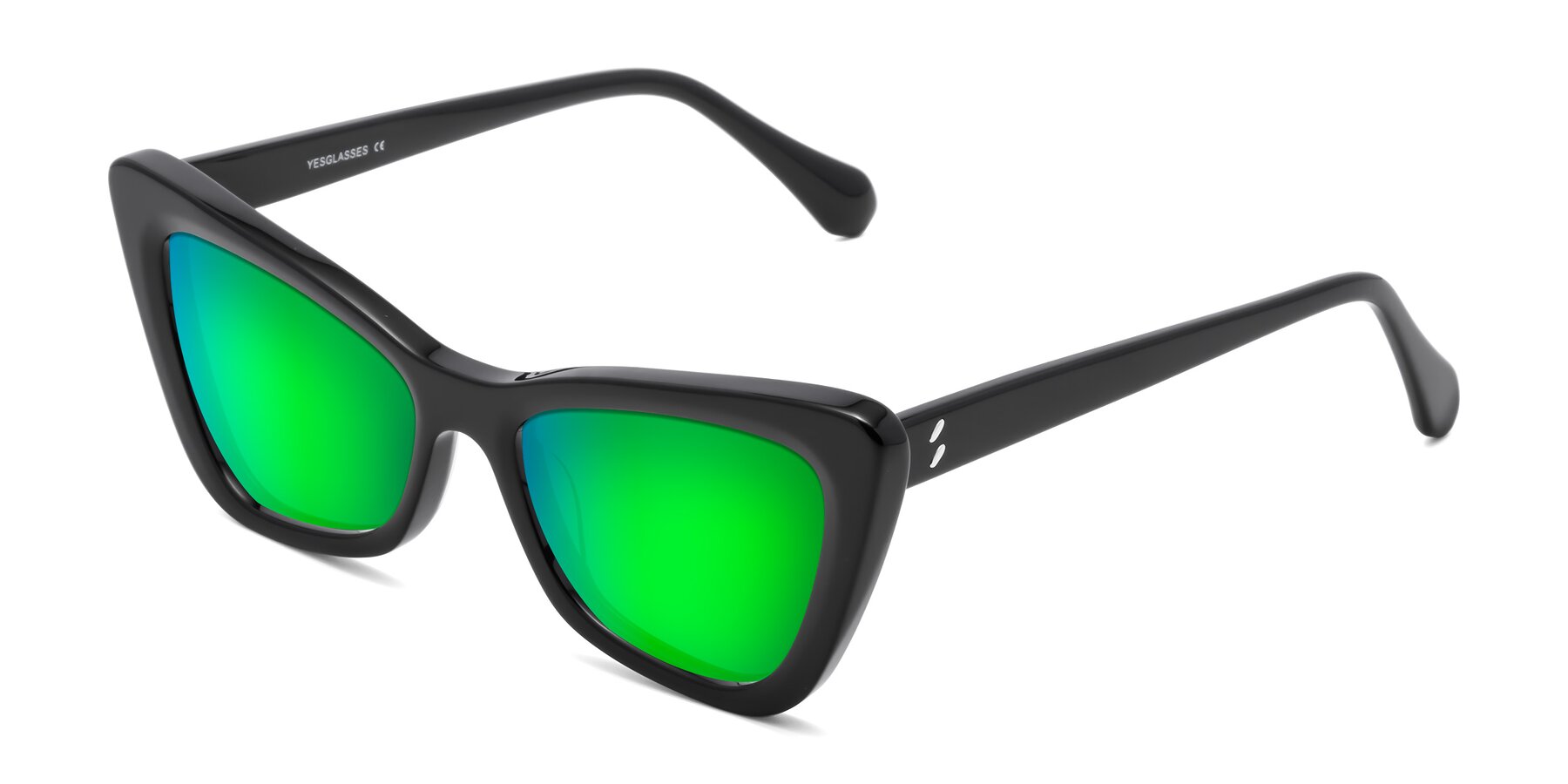 Angle of Rua in Black with Green Mirrored Lenses