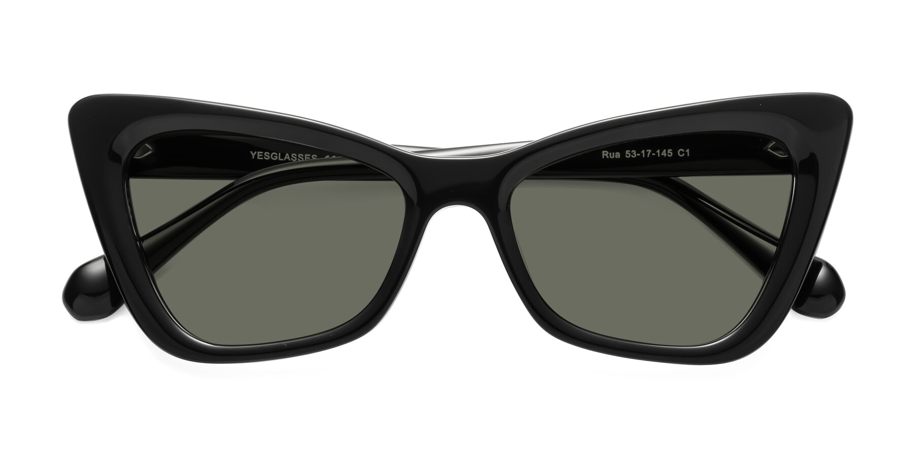 Folded Front of Rua in Black with Gray Polarized Lenses