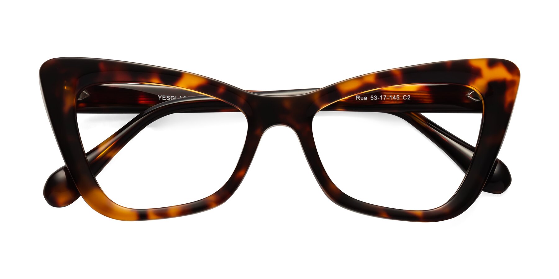 Folded Front of Rua in Tortoise with Clear Eyeglass Lenses