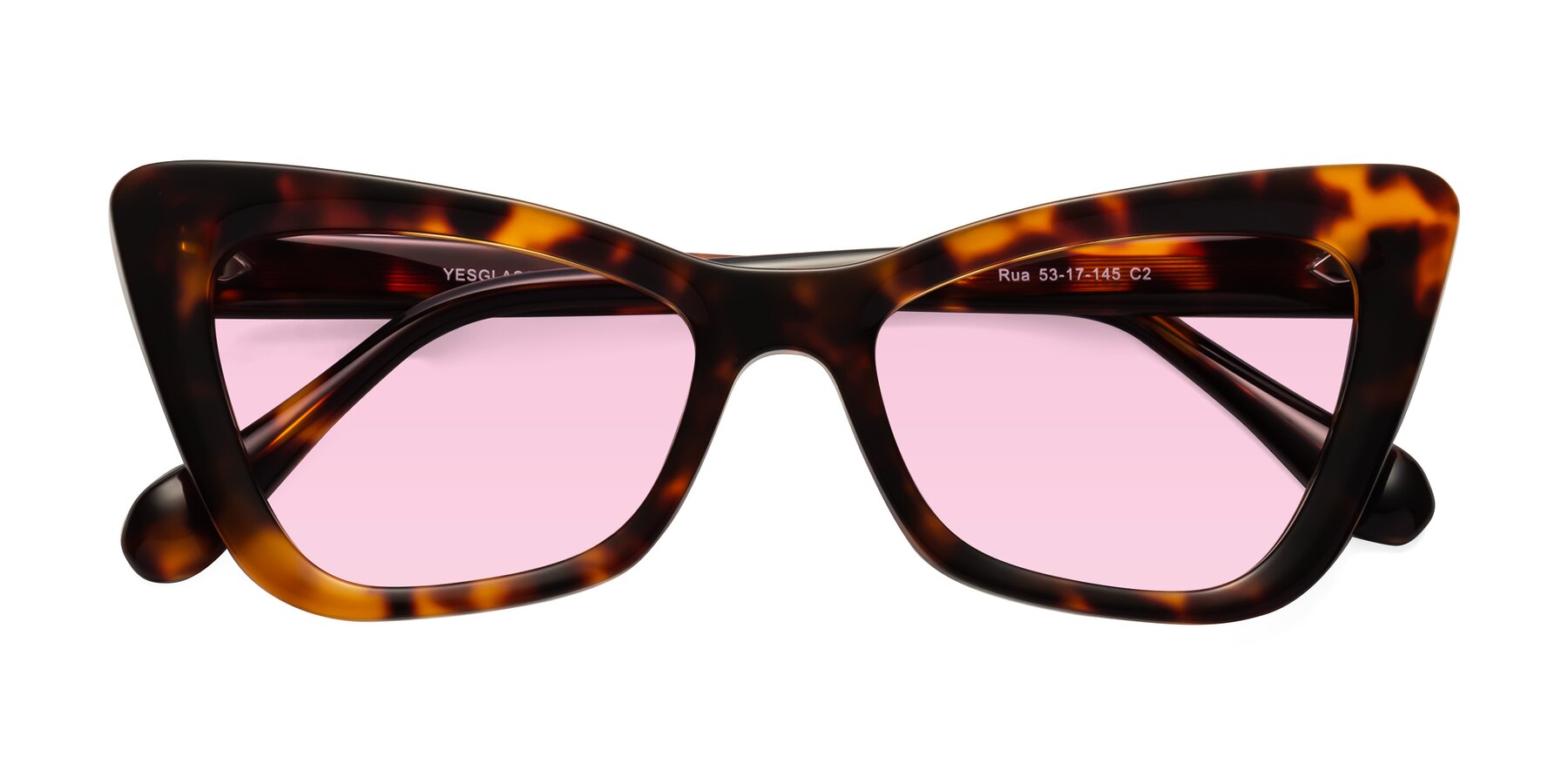 Folded Front of Rua in Tortoise with Light Pink Tinted Lenses