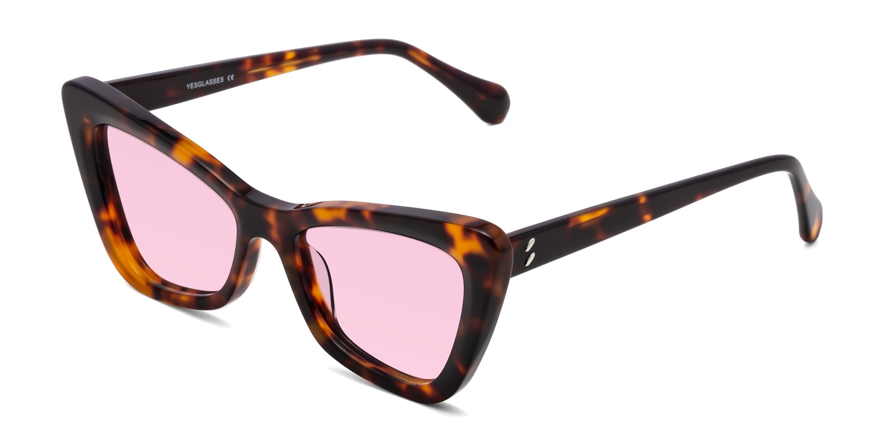 Angle of Rua in Tortoise with Light Pink Tinted Lenses