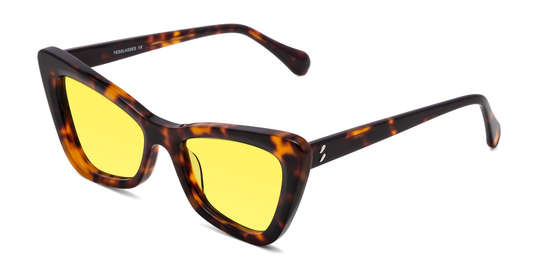 Angle of Rua in Tortoise with Medium Yellow Tinted Lenses