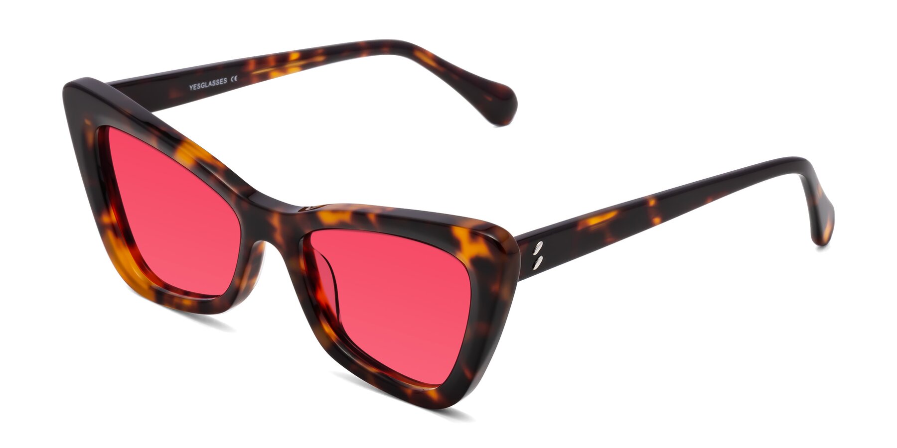 Angle of Rua in Tortoise with Red Tinted Lenses