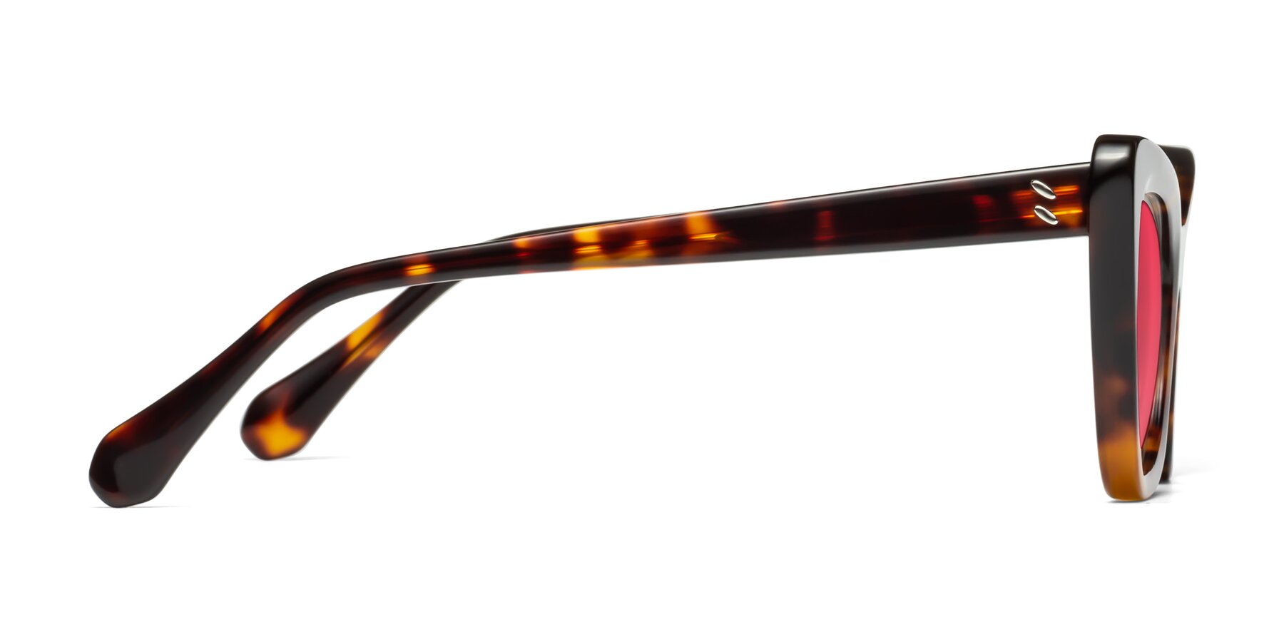 Side of Rua in Tortoise with Red Tinted Lenses